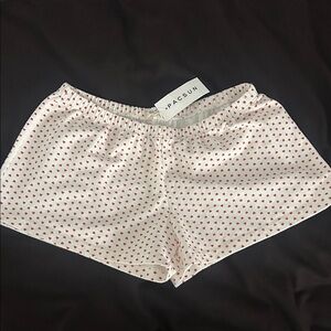 Pacsun Brandy Melville White Lounge Shorts with Red Heart Pattern